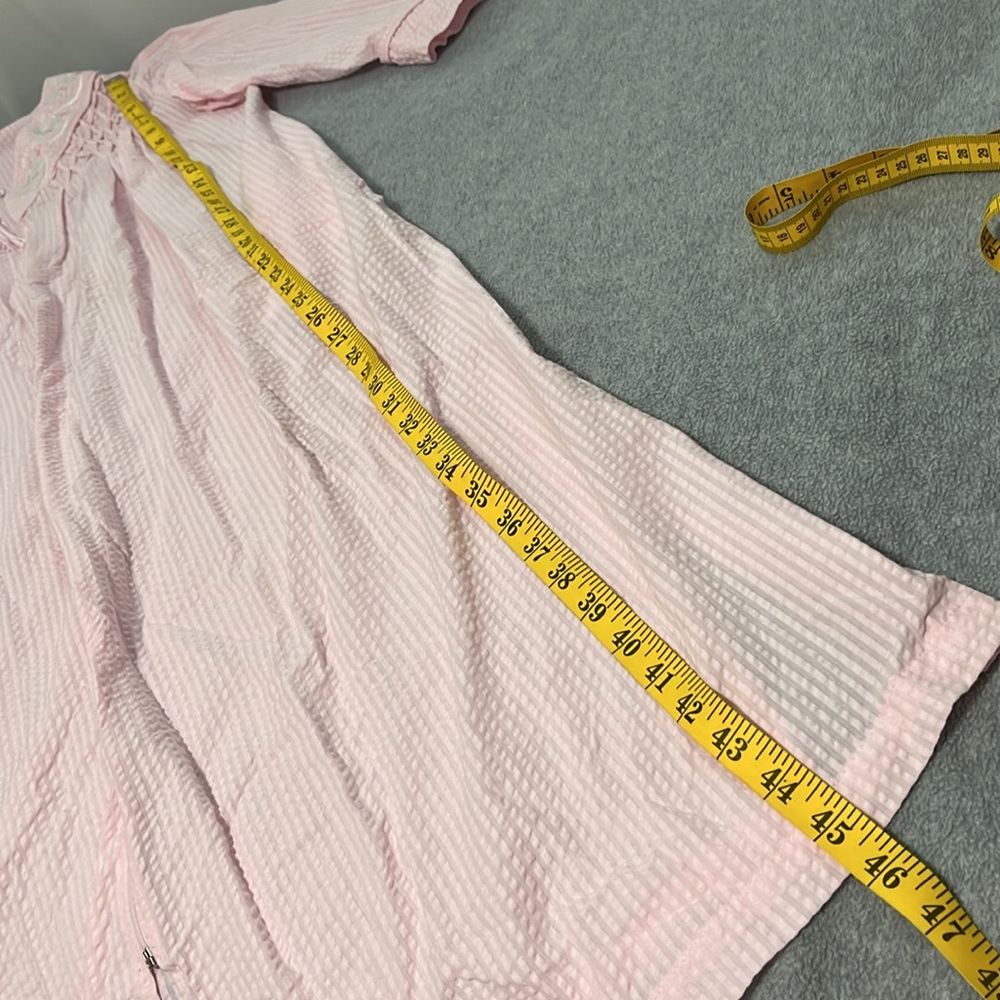 Miss Elaine House Dress Robe Large Pink Seersucker Lounge Grandma Grunge Lounge - Picture 2 of 12